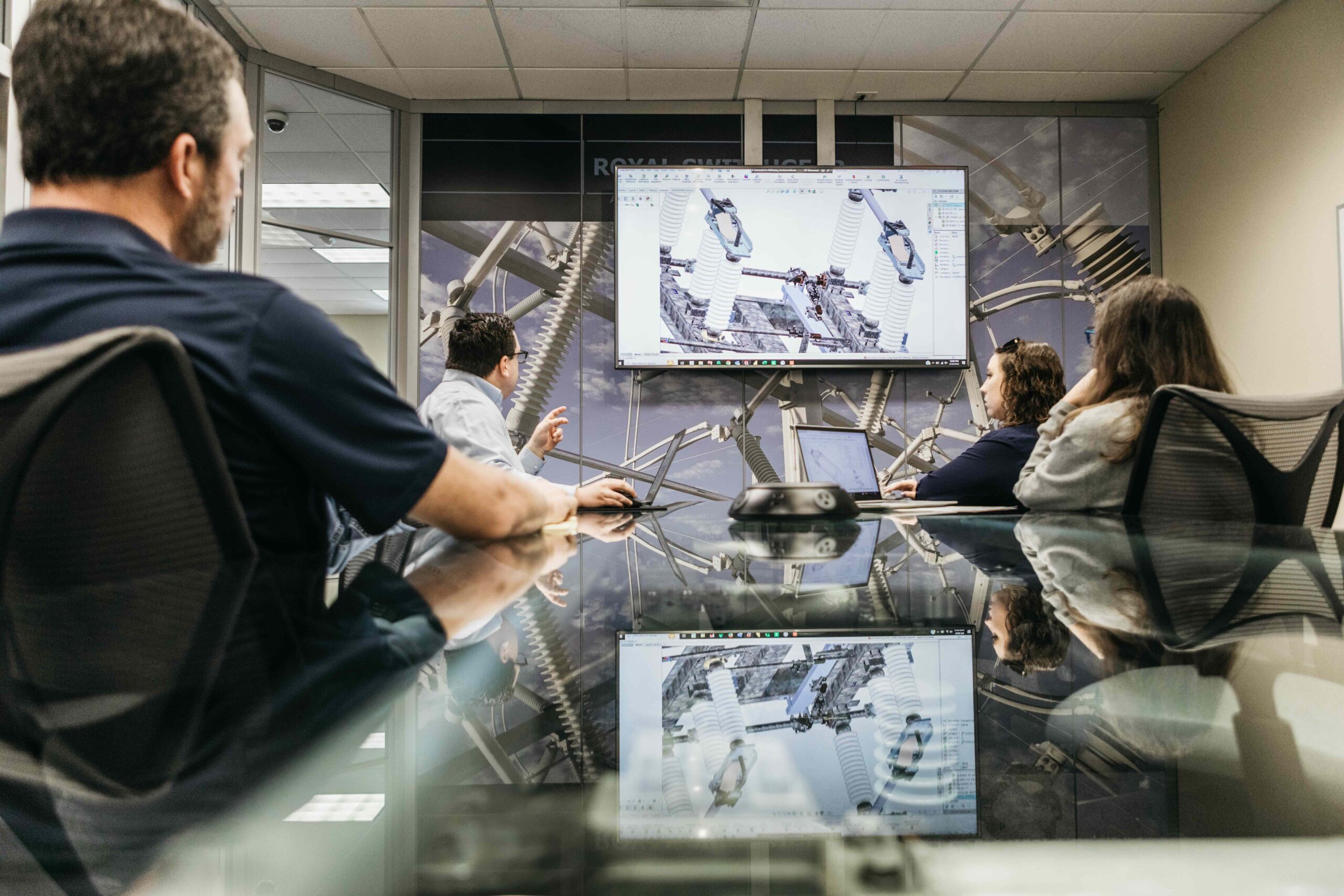 PGC team members in meeting looking at computer screen